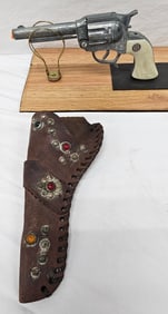 Cowboy King Stevens Cap Gun W/Jeweled Holster NOS