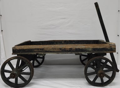 Early 1870s Painted Childs Pull Wagon or Farm Cart