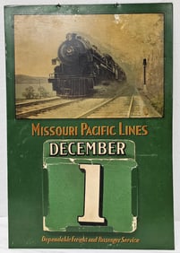 Missouri Pacific Lines Metal Calander W/Dates