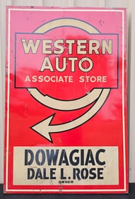 Rare Western Auto Smoltz Painted Advertising Sign