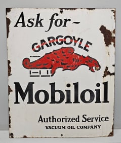 1920s Mobil Oil Gargoyle Porcelain Sign