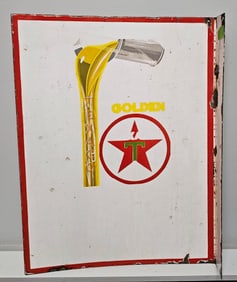 Early Porcelain Texaco Golden Motor Oil Flange