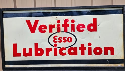 1938 Esso Verified Lubrication Advertising Sign