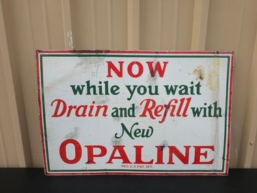 1920-30s Sinclair Opaline (SSP) Porcelain Sign
