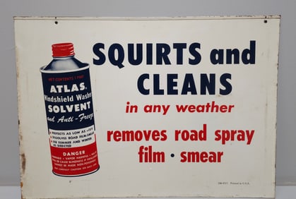Rare Atlas Windshield Washer Solvent Sign (SSM)