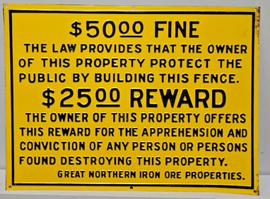 NOS 25.00 Reward Property Destruction Sign
