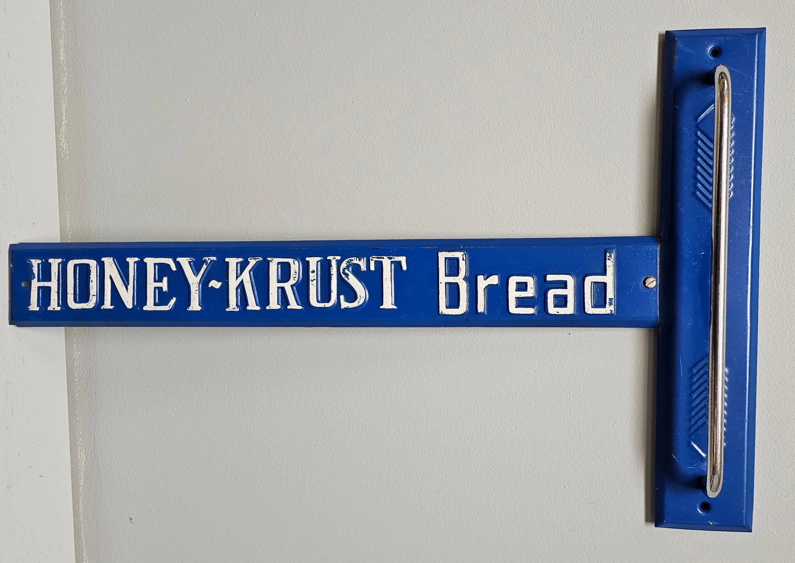 Honey-Krust Bread Advertising Door Push: Scarce Honey-Krust Bread Advertising Door Push in restored condition. C-8+. Size: 15" T x 24" W