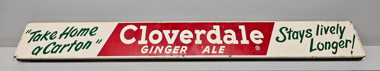 1950s Cloverdale Ginger Ale Door Push: Fine 1950s Cloverdale Ginger Ale Door Push in great original condition, C-7.5+ Size: 3' x 30 1/2'