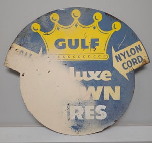 Gulf Deluxe Crown Tires Advertising Sign