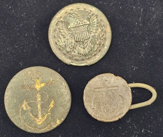 1770-1800's Naval & Eagle Button Lot of 3