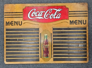 Authentic Coca Cola Kay Wooden Menu Board with Coca Cola Bottle