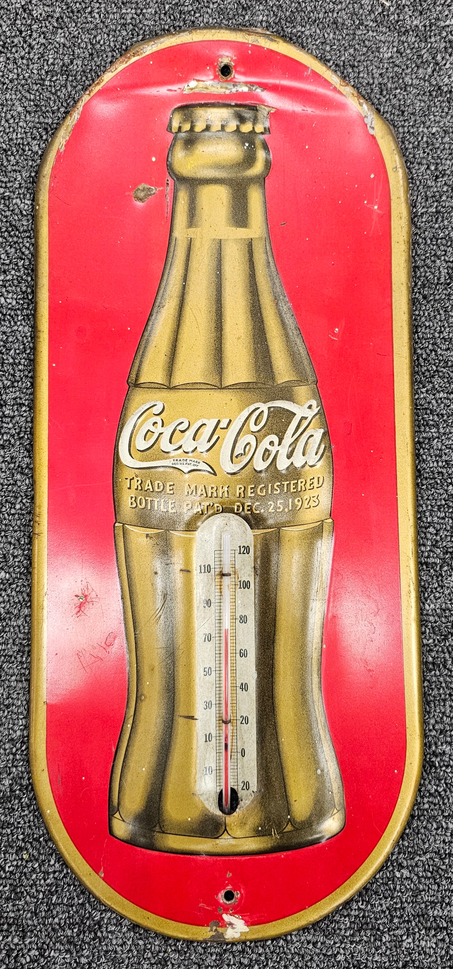 Authentic 1937 Coca Cola Thermometer: Authentic 1937 Coca Cola Thermometer with original working tube. Size: 16"