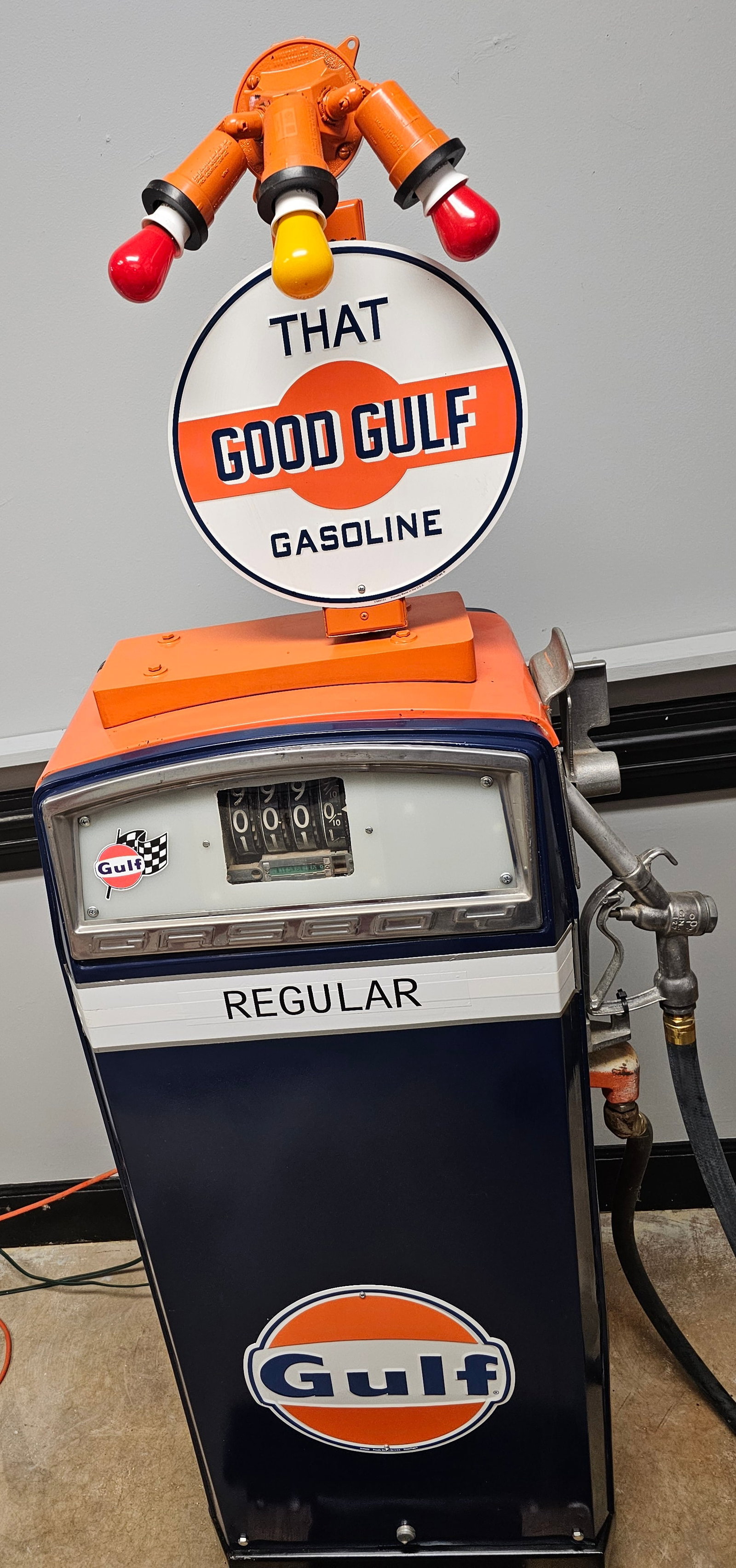 Gasboy- Gulf Gasoline, Lighted Gas Pump Restored: Gulf Gasoline, Lighted Gas Pump Restored in collector grade condition. Maker: Gasboy