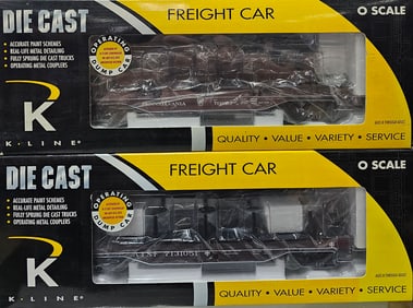 K-Line PRR & Santa Fe Oper. Log Dump Car