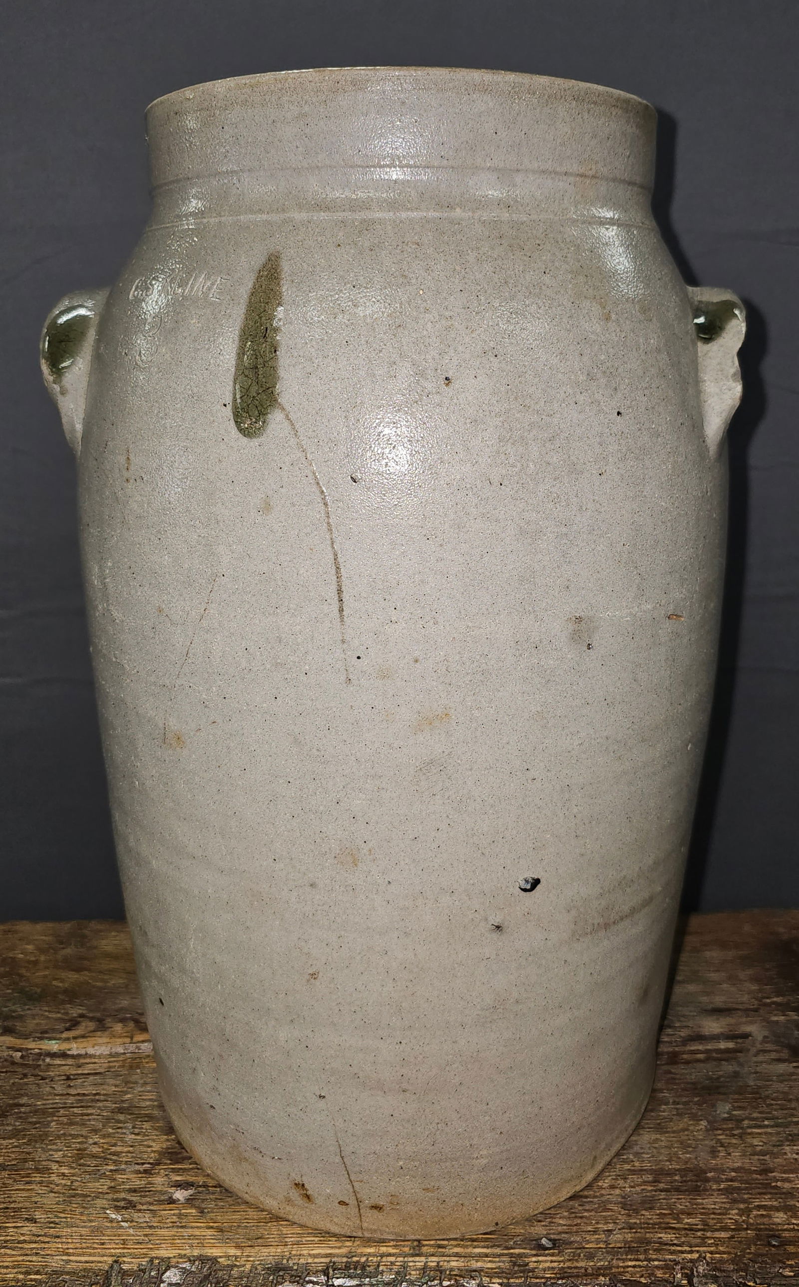 Stamped CS Kline Atl, Ga 3gal Salt Glaze Churn (1 of 4)