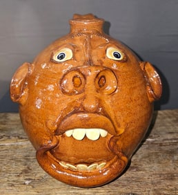 2000 Roger Corn Folk Pottery Face Jug