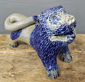 Billy Ray Hussey Cobalt & Salt Glaze Folk Lion