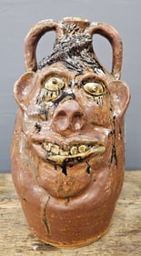 Marie Rogers 'Double Face' Folk Pottery Face Jug