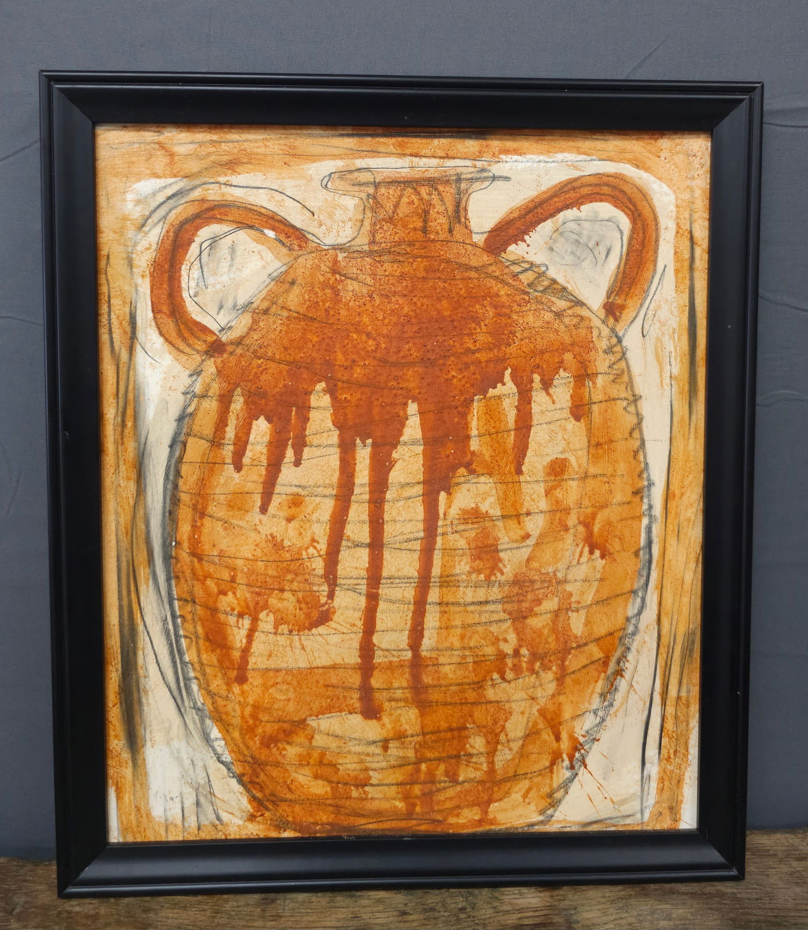 2004 Steven Chandler Folk Art Mud "Jug" Painting (1 of 2)