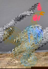 Outstanding Charlie West Folk Pottery Rooster