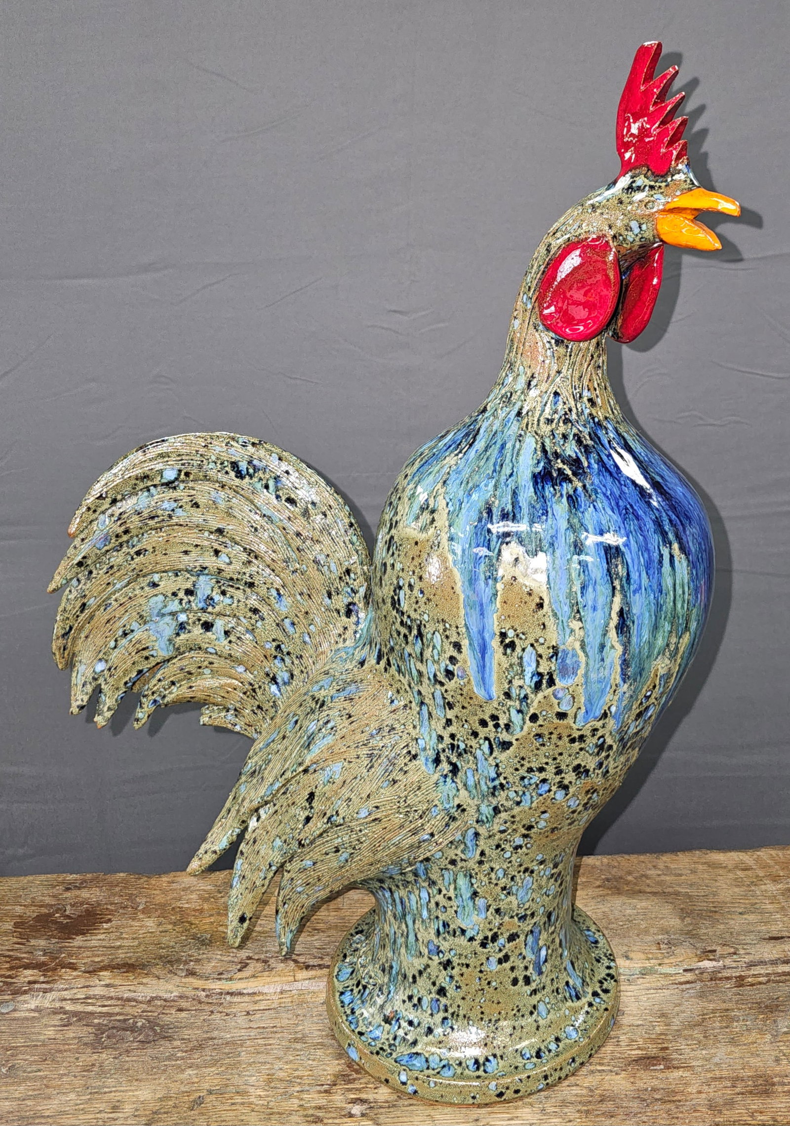Outstanding Charlie West Folk Pottery Rooster (1 of 4)
