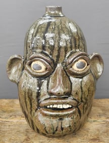 1994 Matthew Hewell Folk Pottery Face Jug