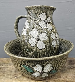 Cleater & Billie Meaders Dogwood Pitcher & Bowl