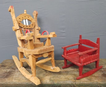 Willie Massey African American Carved Chair Lot of Two