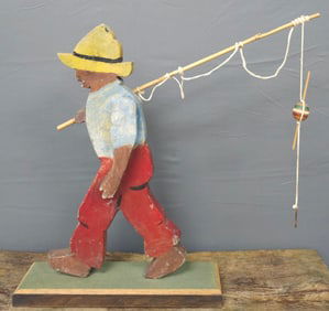 1940's African American Boy Going Fishing Figure