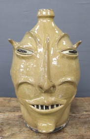 2011 J. Huntley Folk Pottery Face Jug