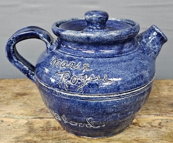 Marie Rogers Folk Pottery Cobalt Blue Tea Pot