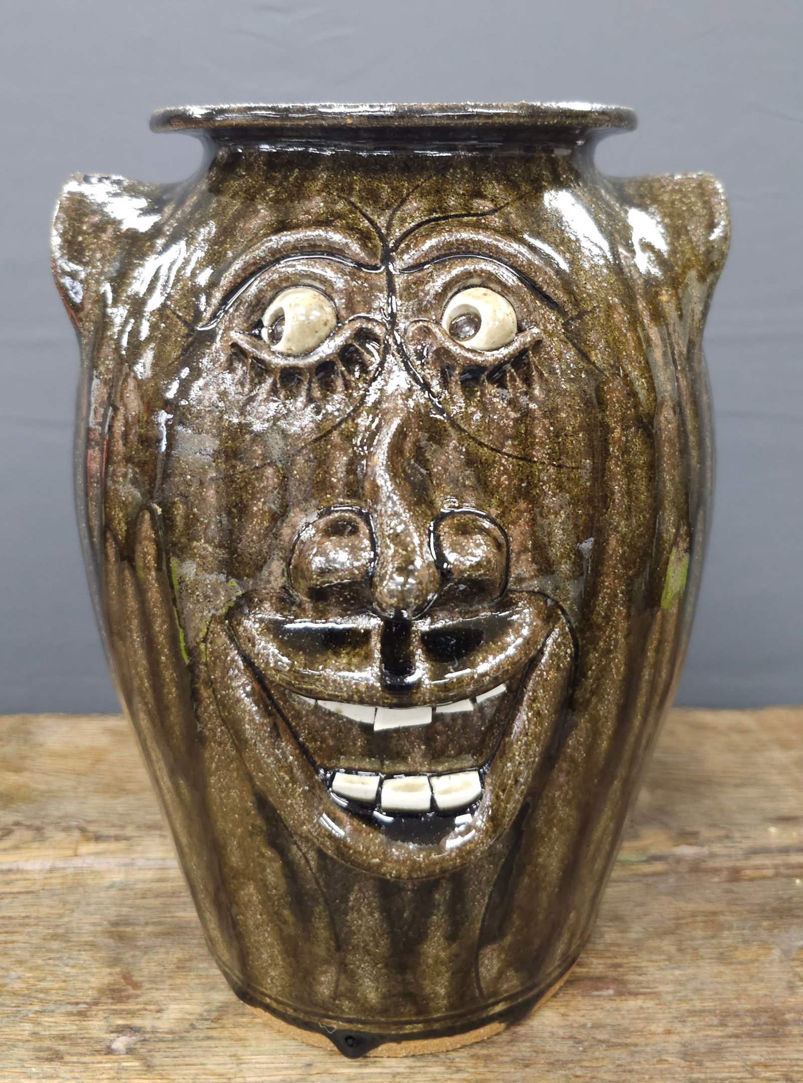 Chad Smith Southern Folk Pottery Face Jar (1 of 2)