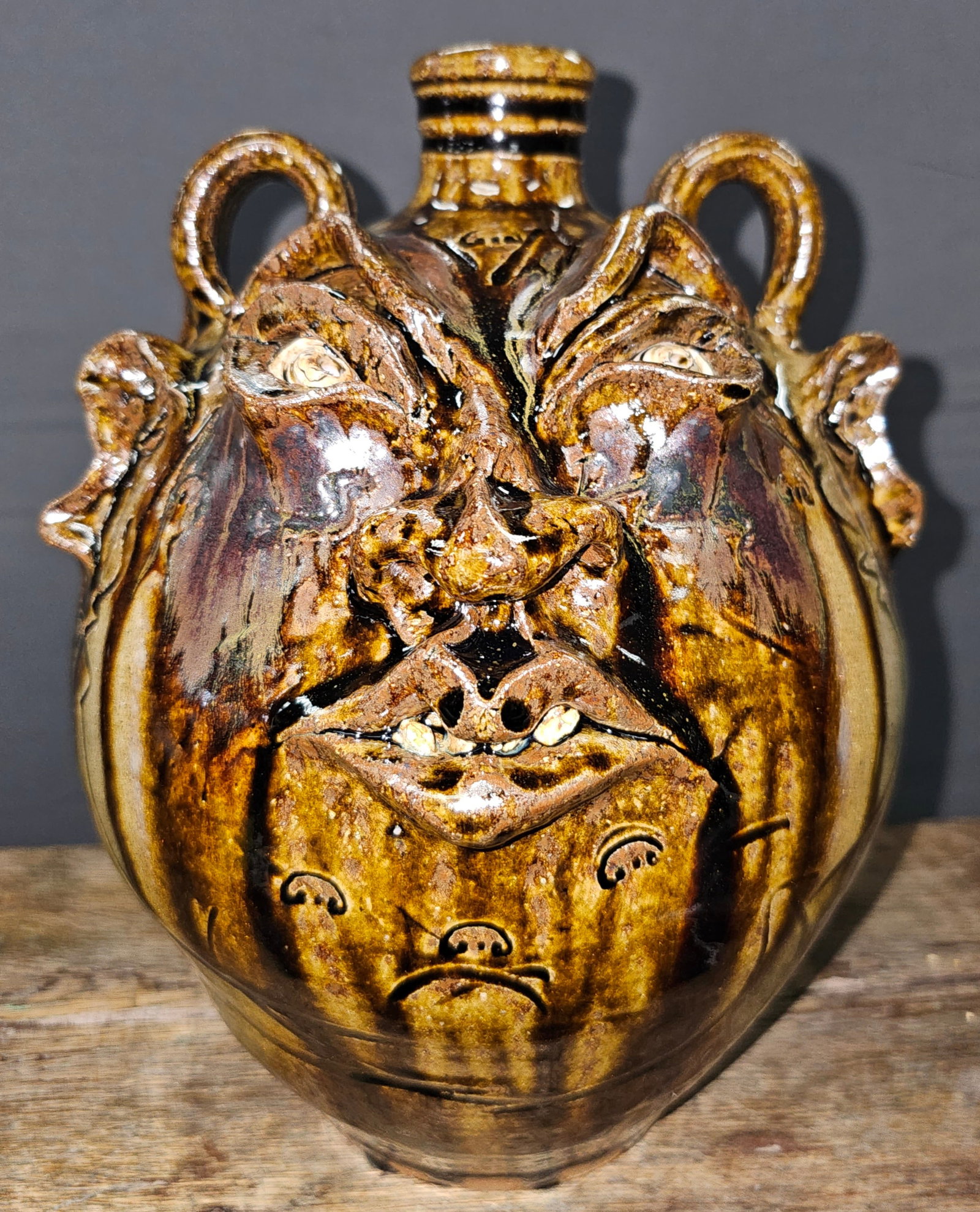 Kim Ellington Folk Pottery Face Jug (1 of 4)