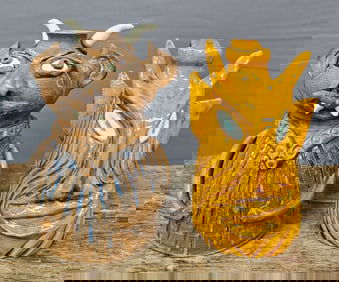 Southern Folk Pottery Devil Face Jug Lot of 2