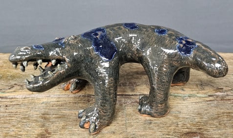 Stancy Lambert Folk Pottery Alligator Figural