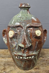 Randy Tobias Folk Pottery Face Jug