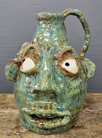 M. Herman Folk Pottery Double Face Jug
