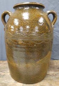 Stunning TJ Henry Sand Mountain 2gal Heavily Decorated Double Handled Jar