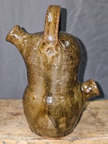 Oakland Pottery Catawba Valley, NC Quart Double Monkey Jug