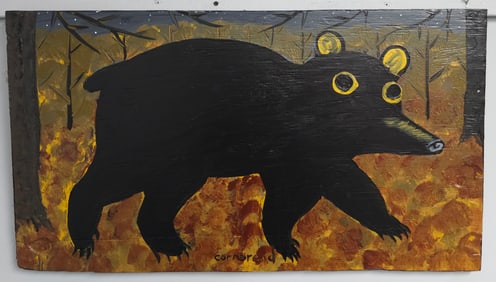 Cornbread Folk Art Bear Painting