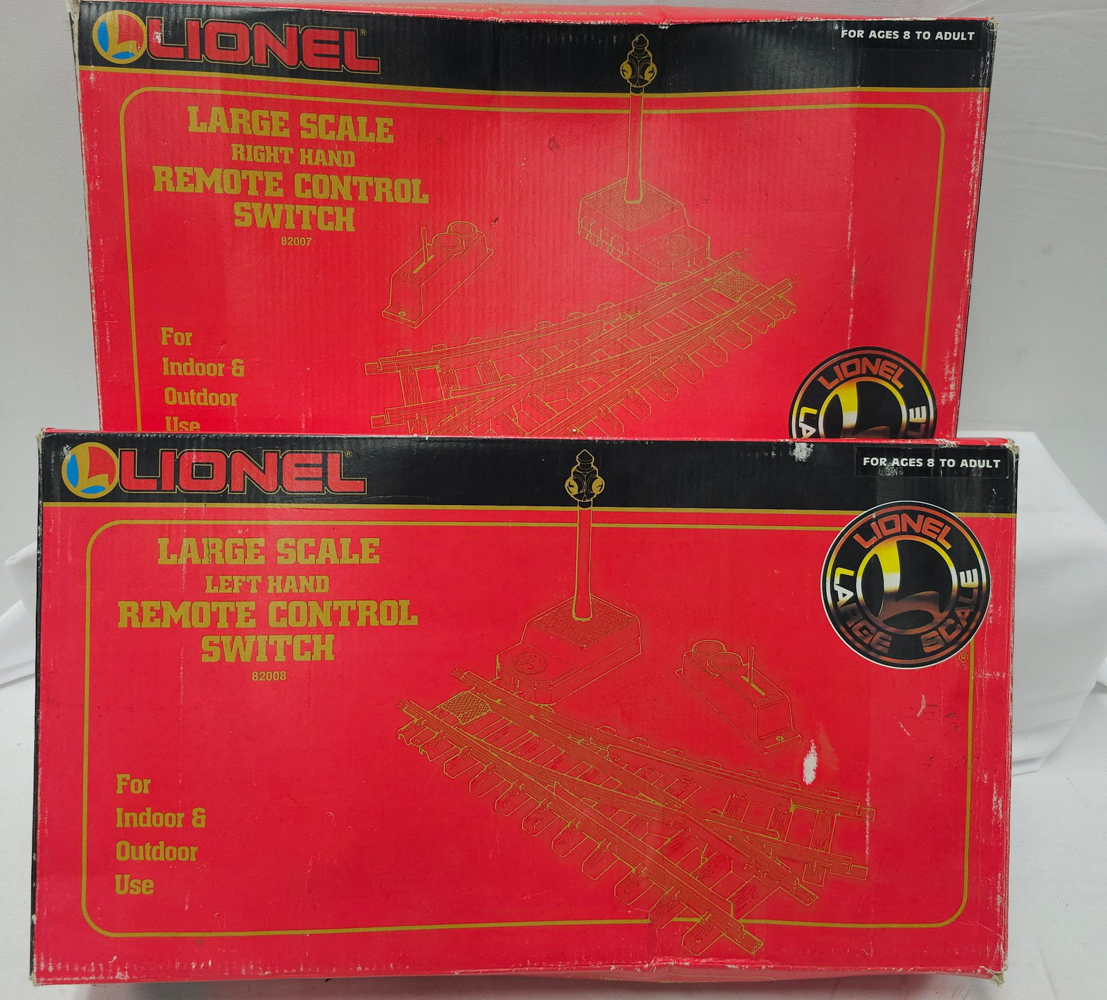 Lionel G Left & Right Hand Remote Control Switch: Lionel 82007 & 82008, G-Scale Left & Right Hand Remote Control Switch, both are like new in box, minor use.