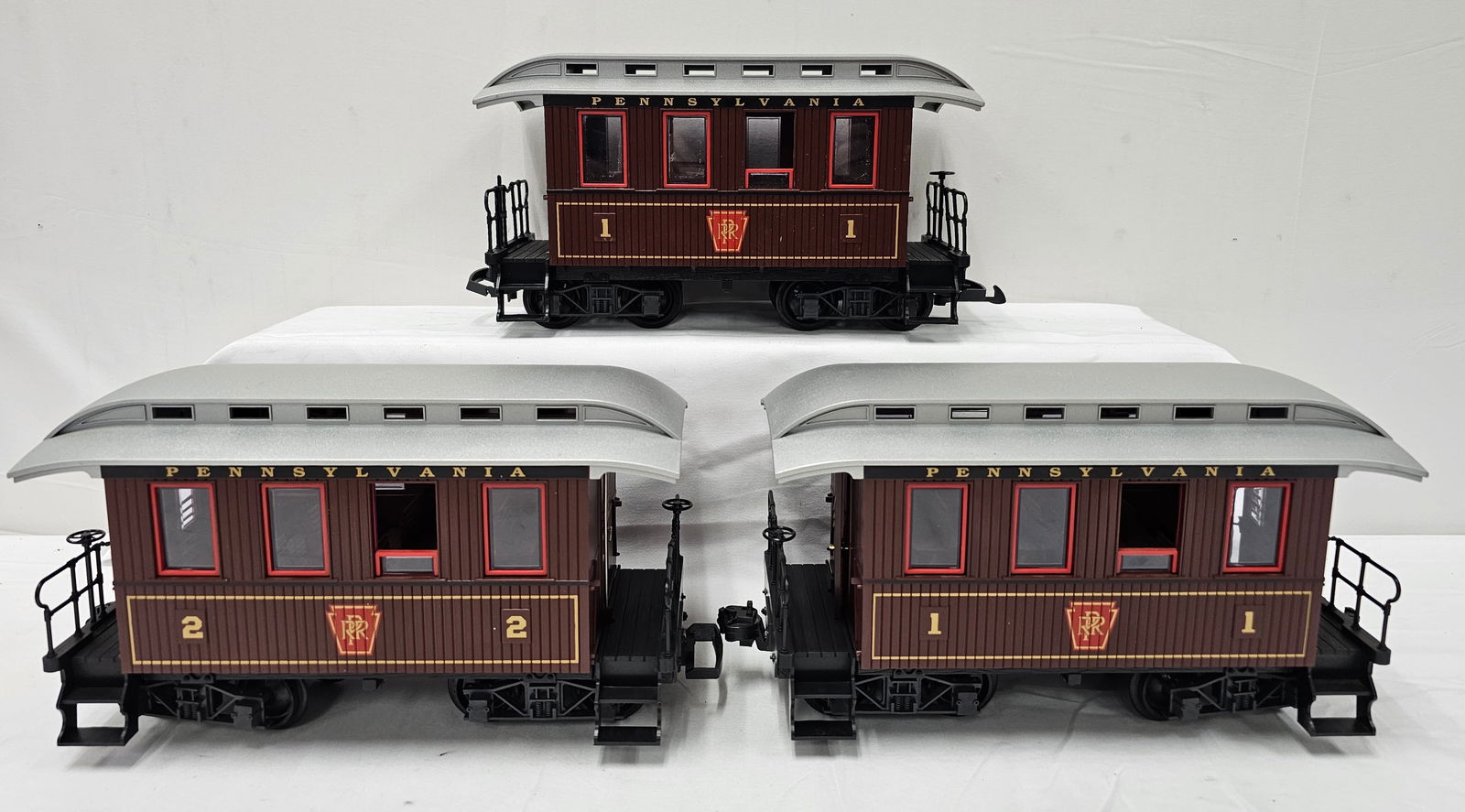 LGB G-Scale Penn. RR Psngr. Cars Lot of 3: LGB G-Scale Pennsylvania Railroad Passenger Cars Lot of 3, C-8, no boxes.