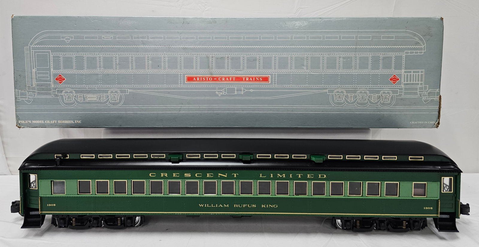 Aristo-Craft G-Scale Southern Crescent Coach Car: Aristo Craft ART-31305 G-Scale Southern Crescent Coach Car (William Rufus King), C-8, with box.