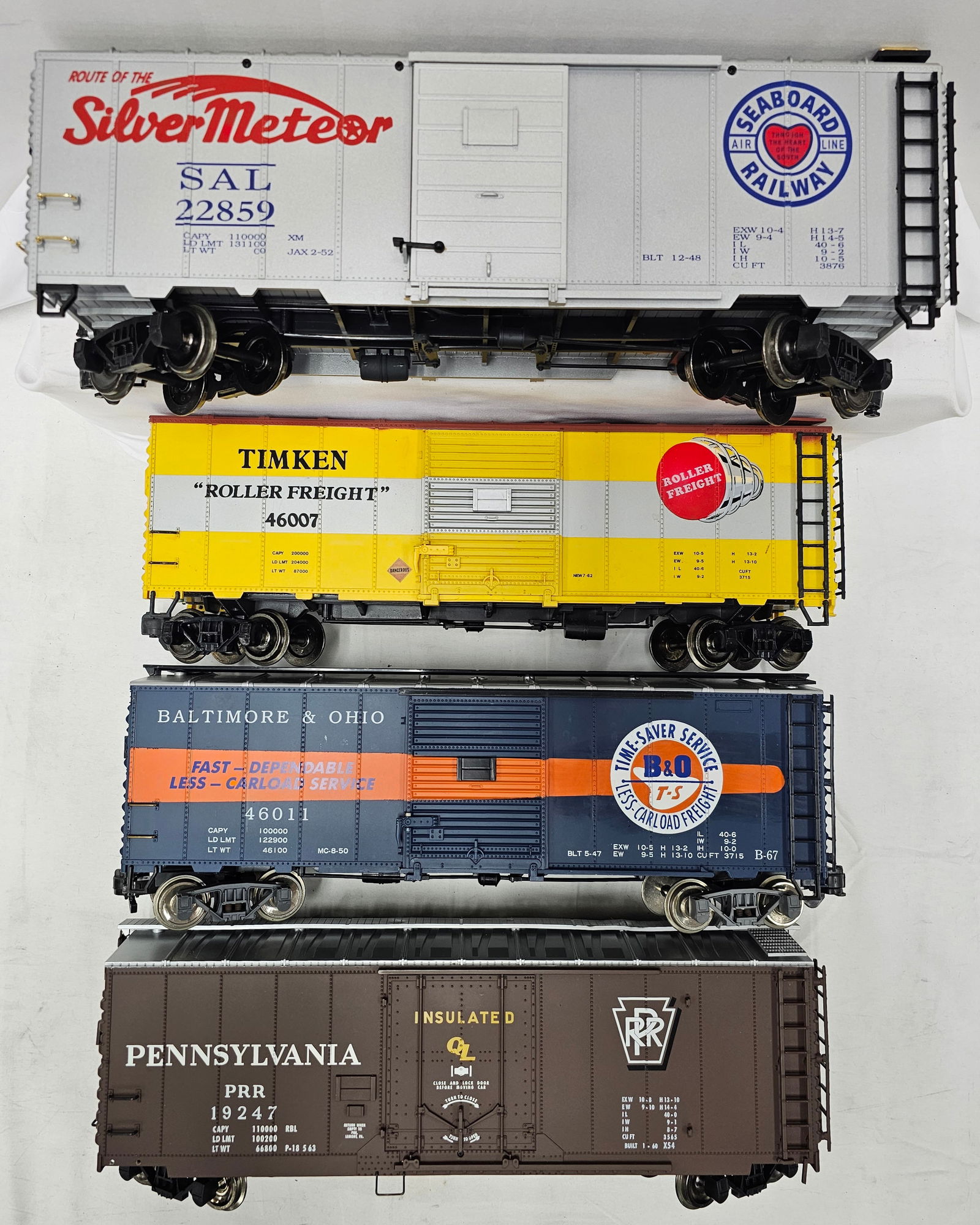 LGB & Aristo-Craft G-Scale Boxcar Lot of 4: LGB & Aristo-Craft G-Scale Boxcar Lot of 4, (x3) in C-8+, Timken C-7.