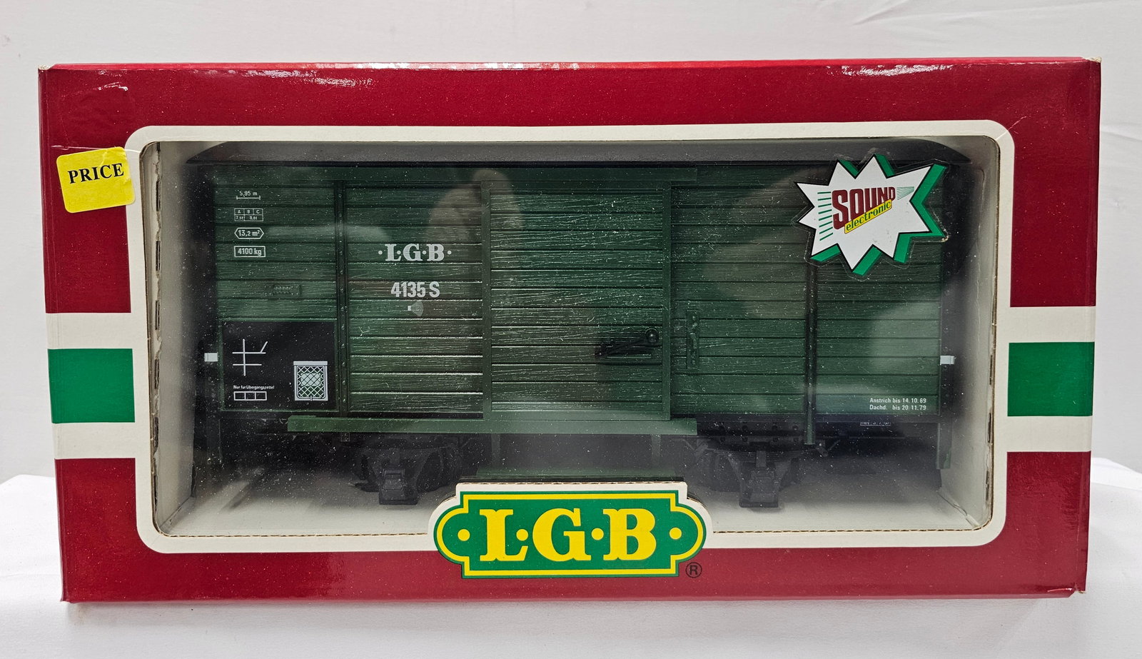 LGB G-Scale 4135 S Boxcar With Sound (NIB): LGB G-Scale 4135 S Boxcar With Sound (New In Box) C-9+