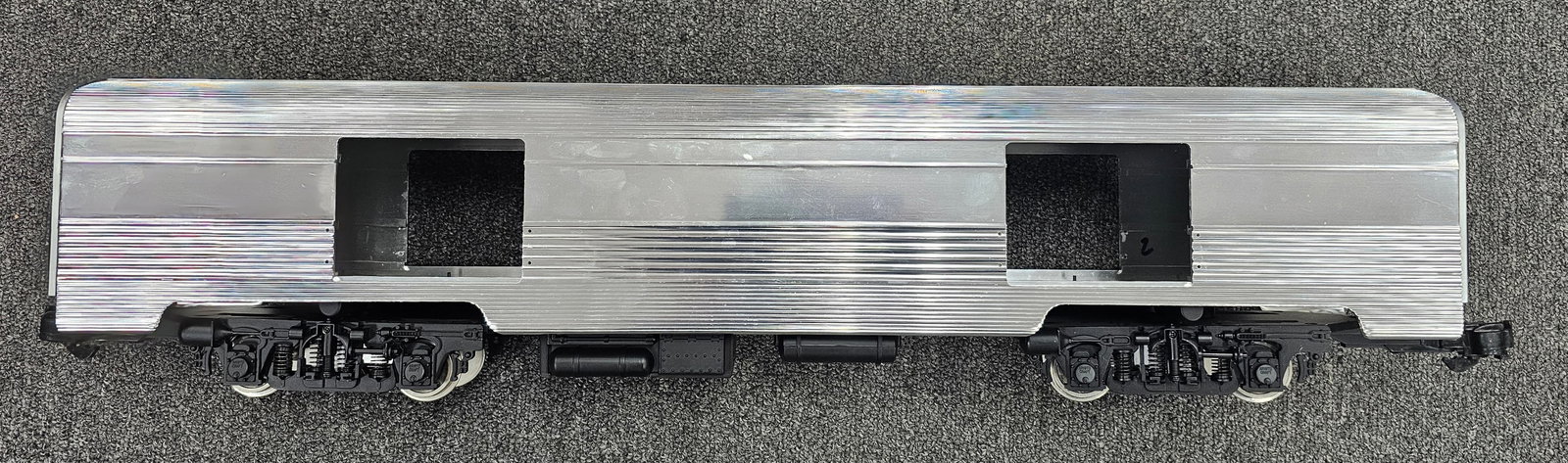 Aristo-Craft G-Scale Alum Baggage Car (Parts): Aristo-Craft G-Scale Aluminum Baggage Car (Parts), missing sliding doors.