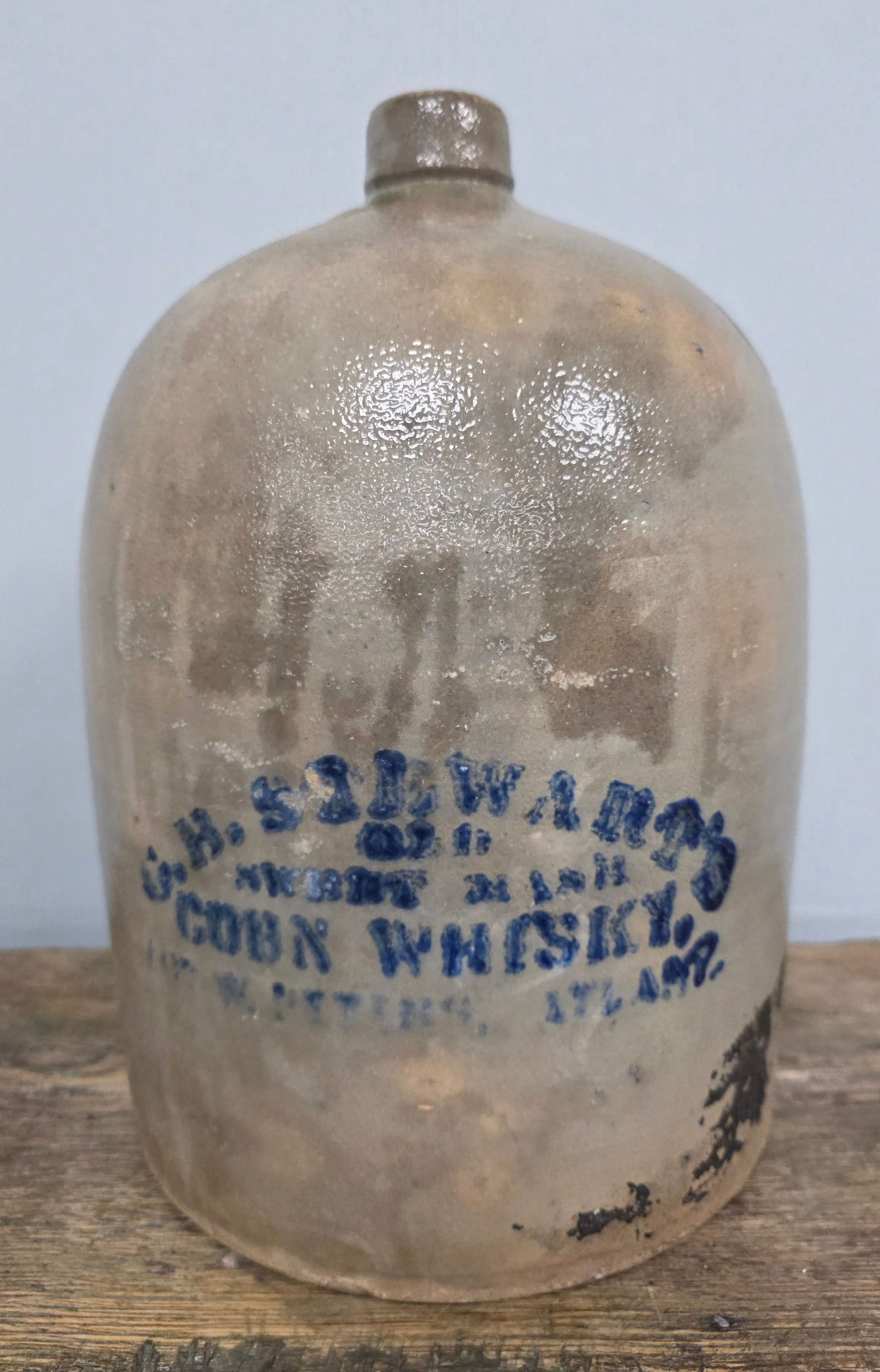 Rare G B Stuart Corn Whiskey Stencil Jug ATL, Ga (1 of 4)