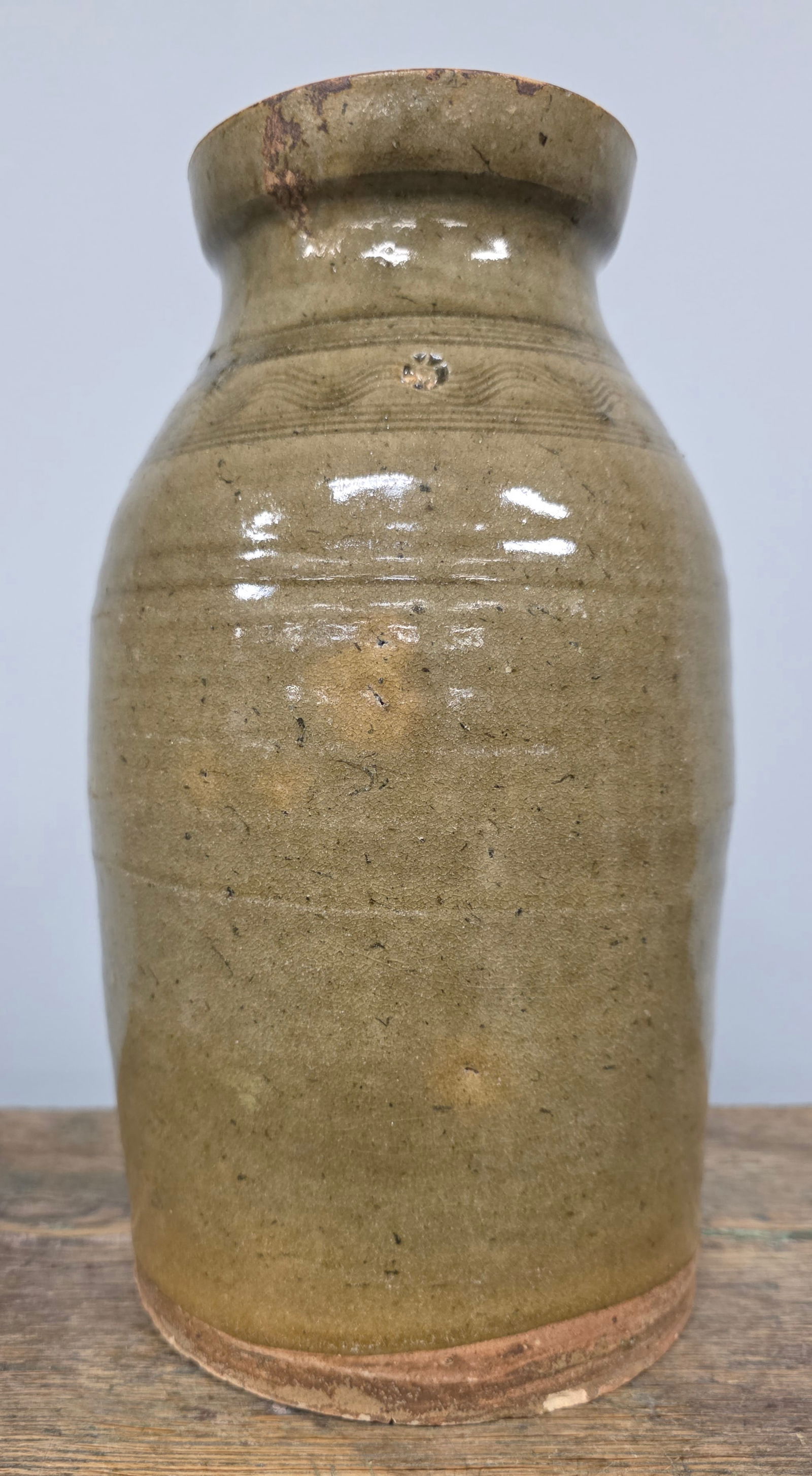 1850s Decorated Bacon Level Ussery Shop Marked Jar (1 of 7)