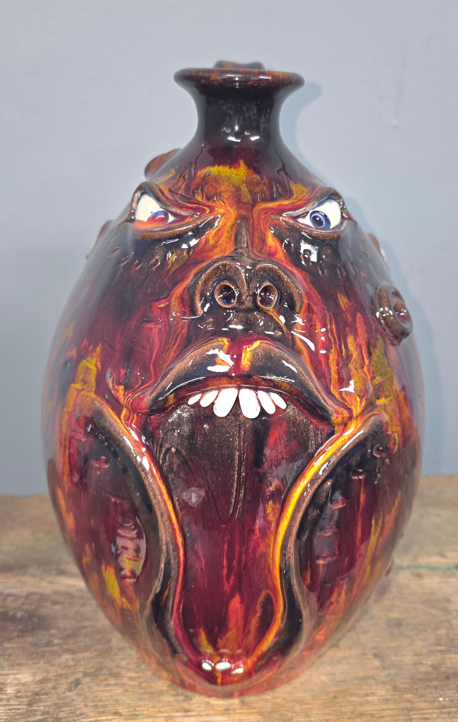 Fine Roger Corn Tripple Face Decorated Face Jug (1 of 5)