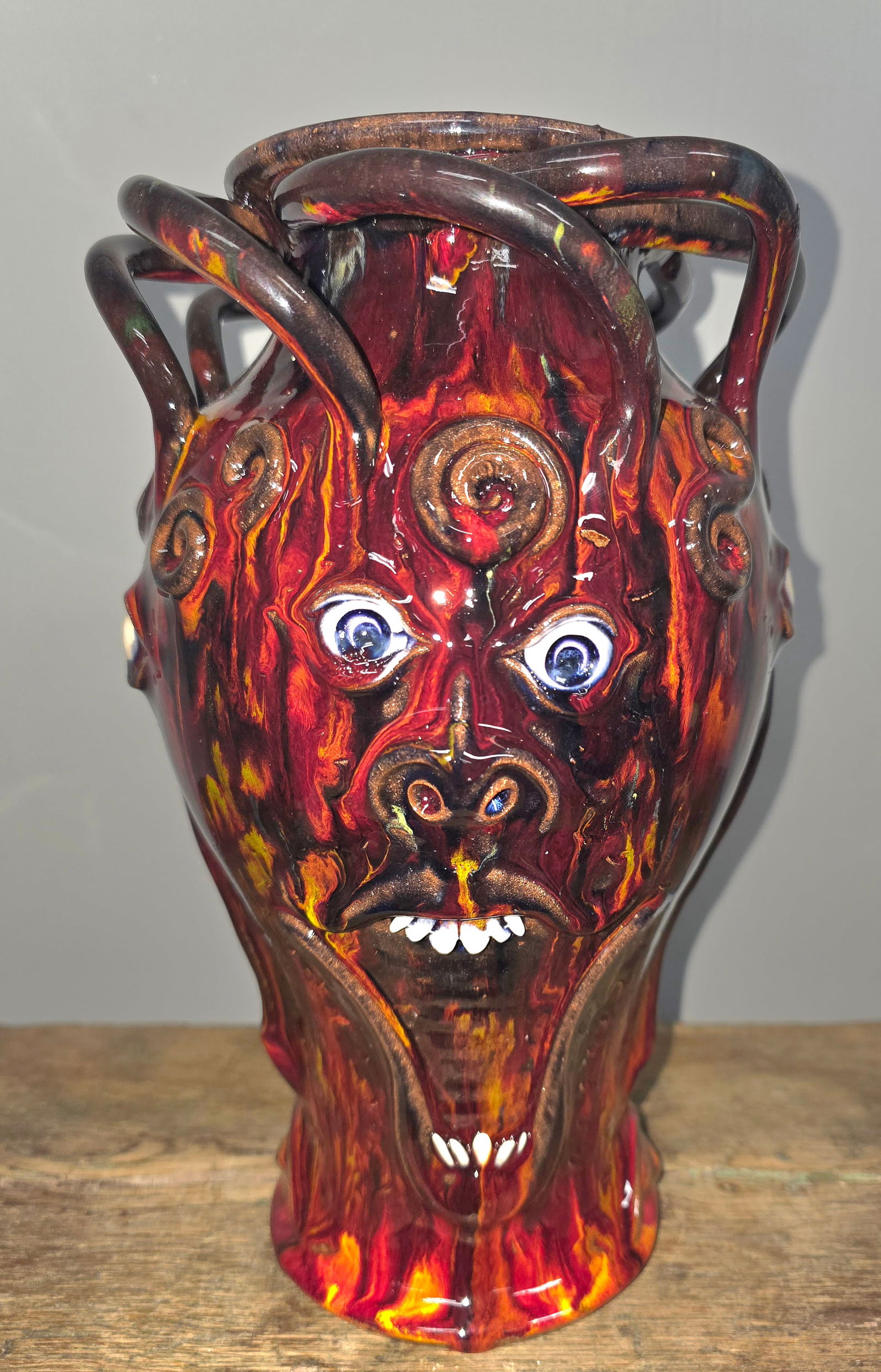 Roger Corn 4 Face Decorated Face Vase (1 of 7)